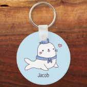 Cute Little White Seal Sailor Crew Name Keychain Schlüsselanhänger (Vorderseite)