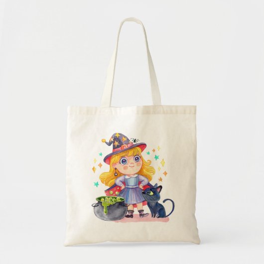 Cute little witch and black cat tragetasche (Vorne)