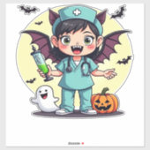 Cute little witch nurse Halloween Premium T-Shirt Aufkleber (Blatt)
