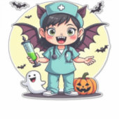 Cute little witch nurse Halloween Premium T-Shirt Aufkleber (Vorderseite)