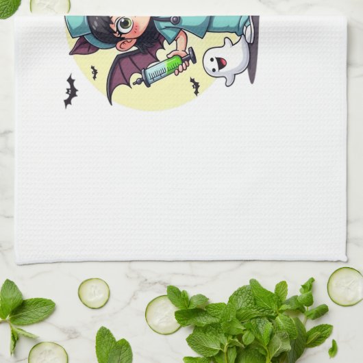 Cute little witch nurse Halloween Premium T-Shirt Geschirrtuch (Gefaltet)