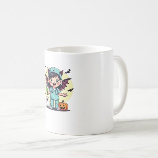 Cute little witch nurse Halloween Premium T-Shirt Kaffeetasse (VorderseiteRechts)