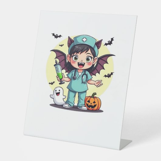 Cute little witch nurse Halloween Premium T-Shirt Sockelschild (Vorderseite)