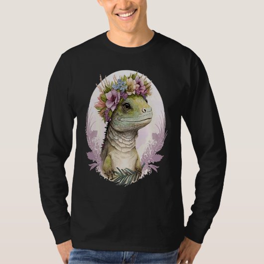 Cute Lizard Flower Crown Lizard T-Shirt (Vorderseite)