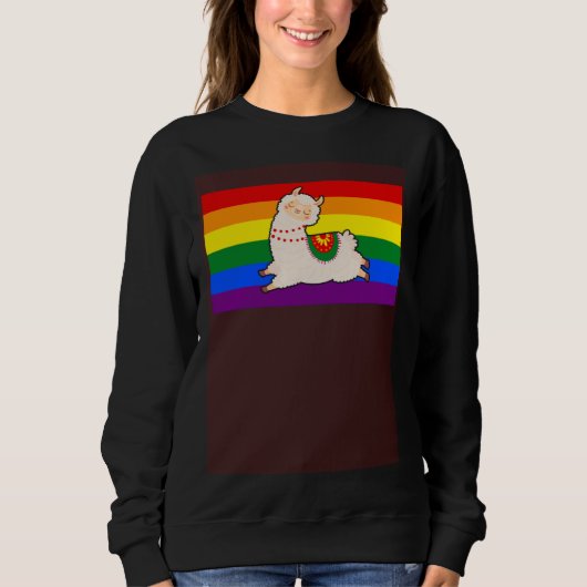 Cute Llama Alpaca Love Gay Pride Flag Floral Summe Sweatshirt (Vorderseite)