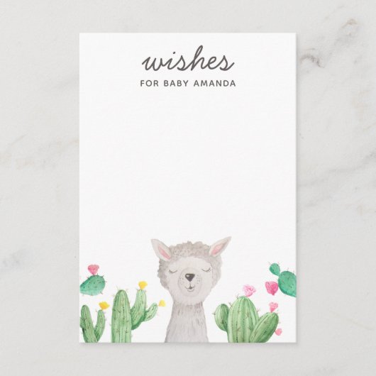 Cute Llama Baby Shower Wishes | Alpaca Activity Begleitkarte (Vorderseite)