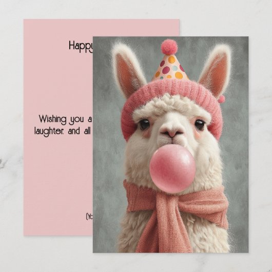 Cute Llama Birthday Card (Vorne/Hinten)