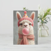 Cute Llama Birthday Card (Stehend Vorderseite)