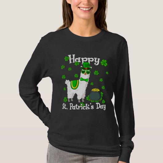 Cute Llama  Happy St Patrick s Day Shamrock Irish T-Shirt (Vorderseite)