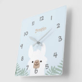 Cute Llama Kids Nursery Wall Clock Quadratische Wanduhr (Winkel)