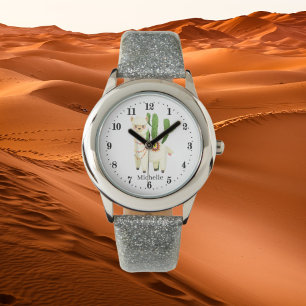 cute llama lovers add name Watch  Armbanduhr