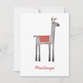 Cute Llama Personalized Mitteilungskarte (Vorderseite)