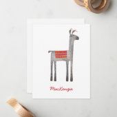 Cute Llama Personalized Mitteilungskarte (Vorderseite/Rückseite Beispiel)