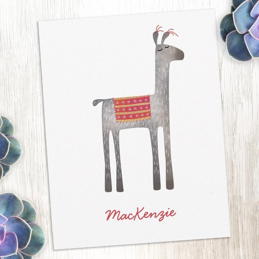 Cute Llama Personalized Mitteilungskarte