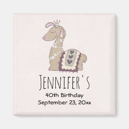 Cute Llama Princess Wearing a Crown Save the Date Magnet