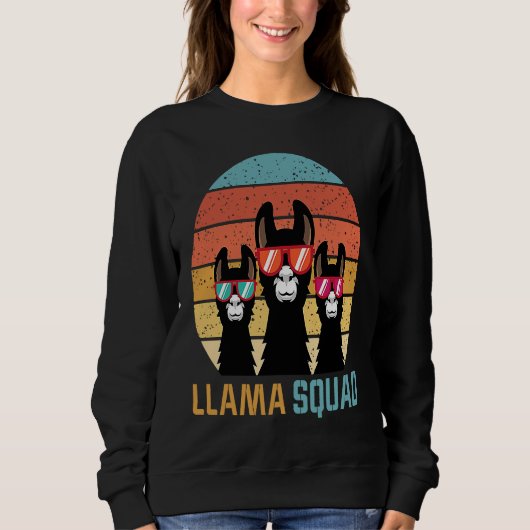 cute llama squad for llama and alpaca  retro sweatshirt (Vorderseite)