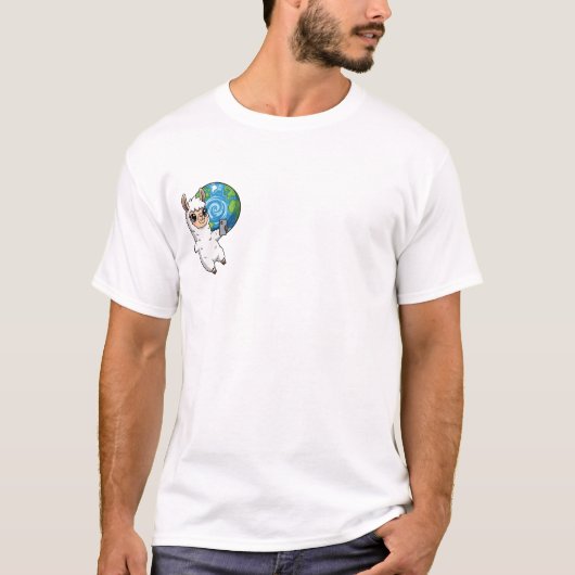 Cute Llama Taking Selfie with Planet Earth T-Shirt (Vorderseite)