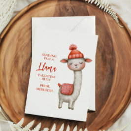 Cute Llama Valentine's Day Card for Kids Classroom Mitteilungskarte