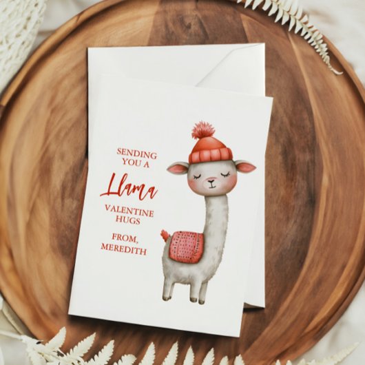 Cute Llama Valentine's Day Card for Kids Classroom Mitteilungskarte