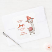 Cute Llama Valentine's Day Label, Valentine Quadratischer Aufkleber (Umschlag)