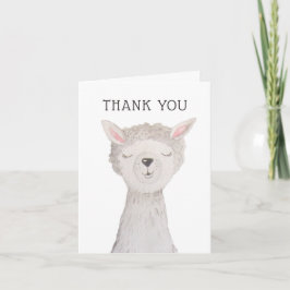 Cute Llama | Watercolor Alpaca Kids Birthday Party Dankeskarte