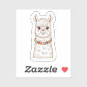 Cute Llama with Colorful Beads Sticker (Blatt)
