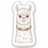 Cute Llama with Colorful Beads Sticker (Vorderseite)