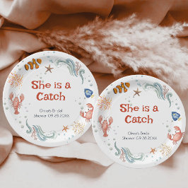 Cute Lobster She is a Catch Bridal Shower Pappteller