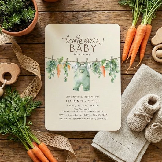 Cute Locally Grown Baby Shower Invitation Einladung