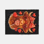 Cute Lollip Highland Cow Valentine's Day Red Heart Fleecedecke (Vorderseite (Horizontal))