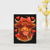 Cute Lollip Highland Cow Valentine's Day Red Heart Karte (Gelbe Blume)