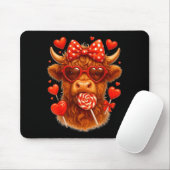 Cute Lollip Highland Cow Valentine's Day Red Heart Mousepad (Mit Mouse)