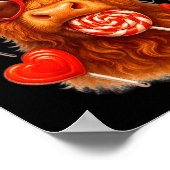 Cute Lollip Highland Cow Valentine's Day Red Heart Poster (Ecke)