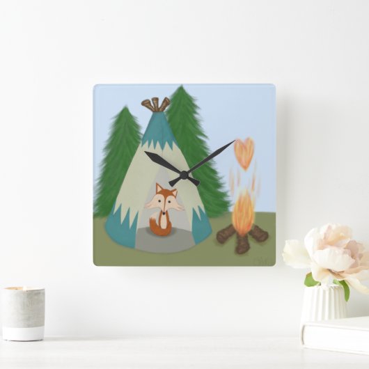 Cute Lone Fox Quadratische Wanduhr (Zuhause)