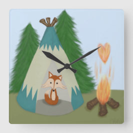Cute Lone Fox Quadratische Wanduhr