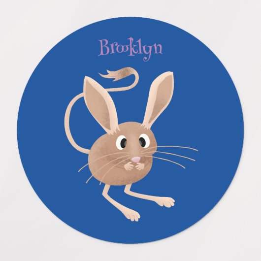 Cute long eared jerboa cartoon illustration etiketten (Design 2)