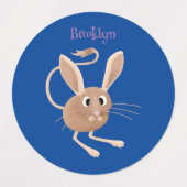 Cute long eared jerboa cartoon illustration etiketten (Design 1)