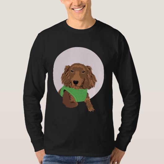 Cute Long Haired Dachshund T-Shirt (Vorderseite)