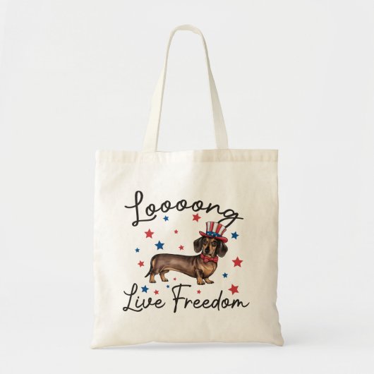 Cute Long Live Freedom Doxie Tote Bag Tragetasche (Vorne)