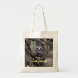 Cute long tailed tit bird tweet yourself tote bag tragetasche