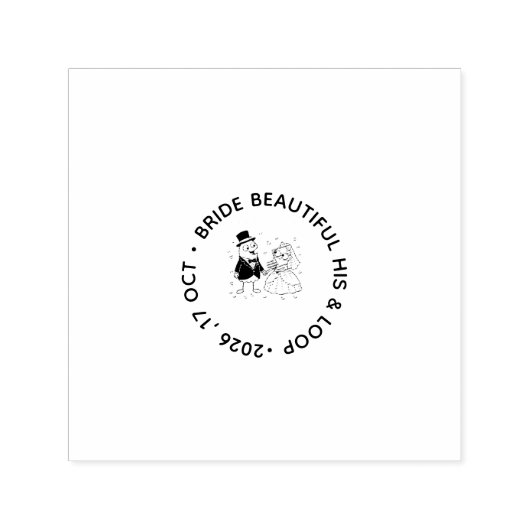 Cute Loop Character Cartoon Wedding Stamp Permastempel (Design)