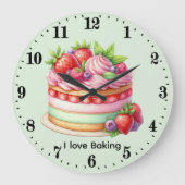 Cute love baking customizable große wanduhr (Vorderseite)