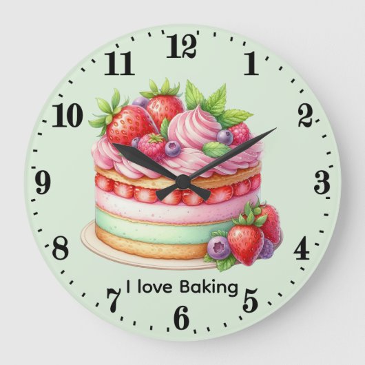 Cute love baking customizable große wanduhr (Vorderseite)