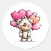 Cute Love Bear Runder Aufkleber (Vorderseite)