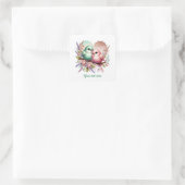 Cute love birds customizable Wedding Quadratischer Aufkleber (Tasche)