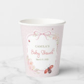 Cute Love Bug Bloom Girl Baby Shower Paper Cups Pappbecher (Rückseite)
