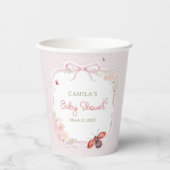 Cute Love Bug Bloom Girl Baby Shower Paper Cups Pappbecher (Vorderseite)
