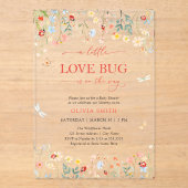 Cute Love Bug Wildflower Baby Shower Acryleinladungen (Vorderseite)