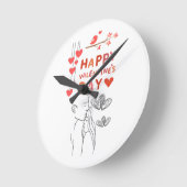 Cute Love Couple Runde Wanduhr (Winkel)