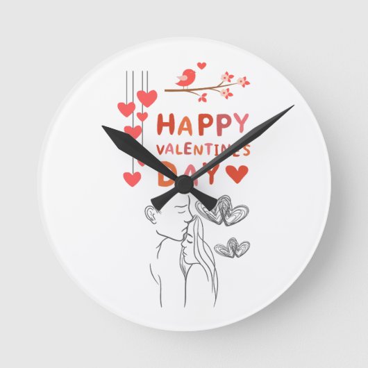 Cute Love Couple Runde Wanduhr (Vorderseite)